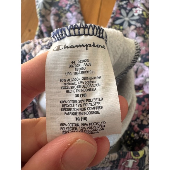 Champion Kids Floral Print Jogger Sweatpants Rainbow Logo Size XL 16 - Picture 8 of 12